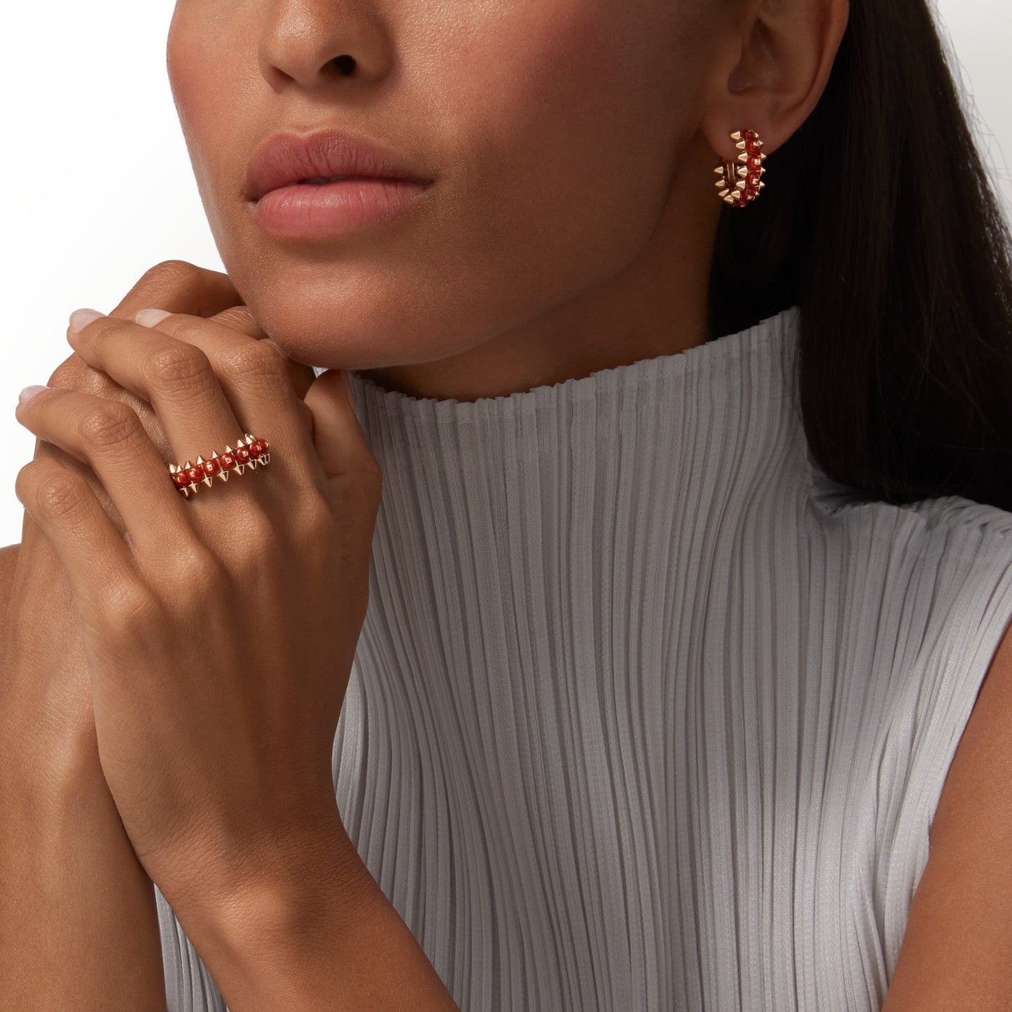 [Raffine]CLASH 7.9MM AGATE CHALCEDONY EARRINGS