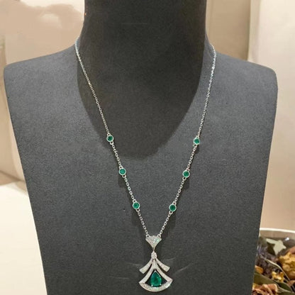 [RAFFINE] COLLAR DE SUEÑO MALAQUITA DIAMANTE PLATA