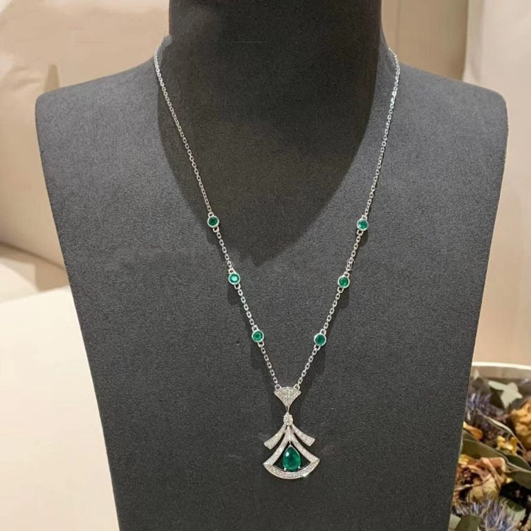 [RAFFINE] COLLAR DE SUEÑO MALAQUITA DIAMANTE PLATA
