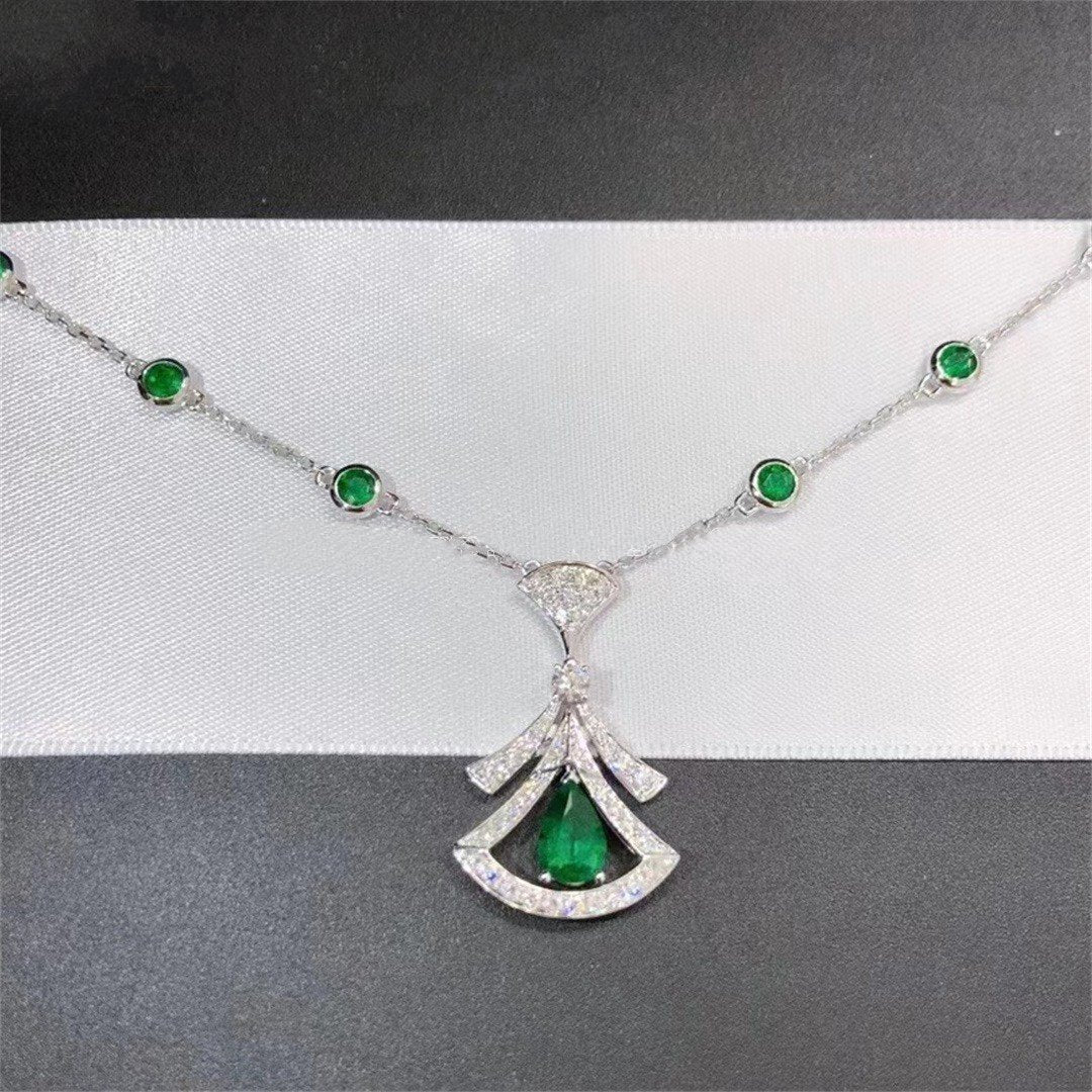 [RAFFINE] COLLAR DE SUEÑO MALAQUITA DIAMANTE PLATA
