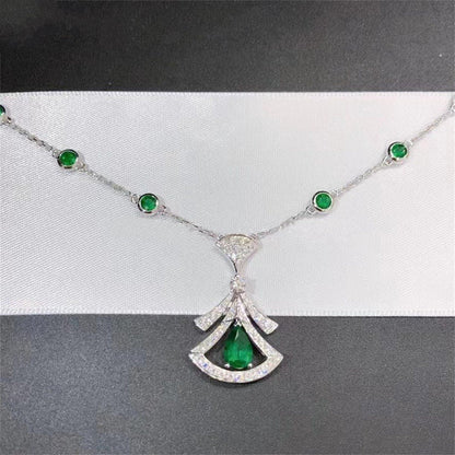 [RAFFINE] COLLAR DE SUEÑO MALAQUITA DIAMANTE PLATA
