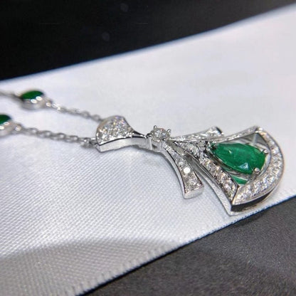 [RAFFINE] COLLAR DE SUEÑO MALAQUITA DIAMANTE PLATA