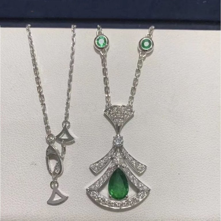 [RAFFINE] COLLAR DE SUEÑO MALAQUITA DIAMANTE PLATA