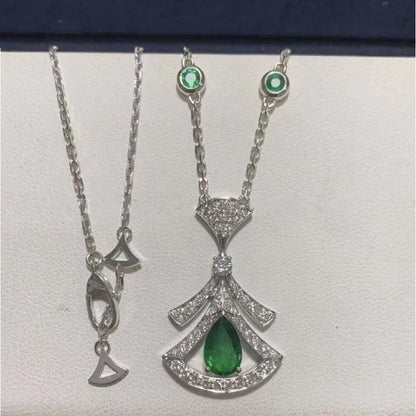 [RAFFINE] COLLAR DE SUEÑO MALAQUITA DIAMANTE PLATA