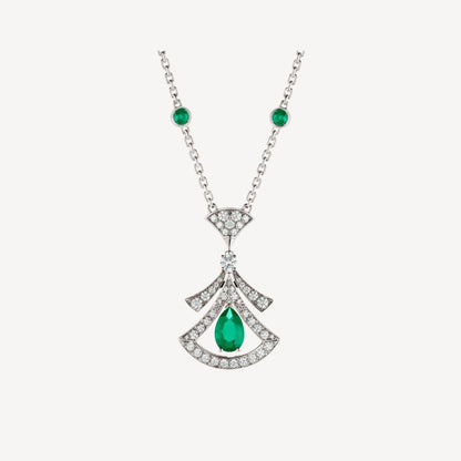 [RAFFINE] COLLAR DE SUEÑO MALAQUITA DIAMANTE PLATA