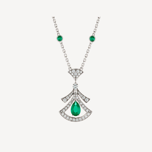 [RAFFINE] COLLAR DE SUEÑO MALAQUITA DIAMANTE PLATA