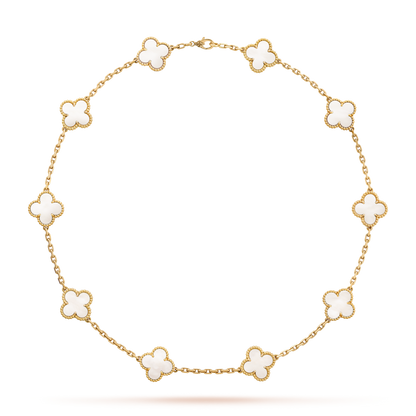 [RAFFINE]CLOVER 10 MOTIFS WHITE MOTHER OF PEARL NECKLACE