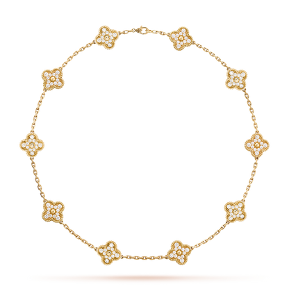 [RAFFINE]CLOVER 10 MOTIFS DIAMOND NECKLACE