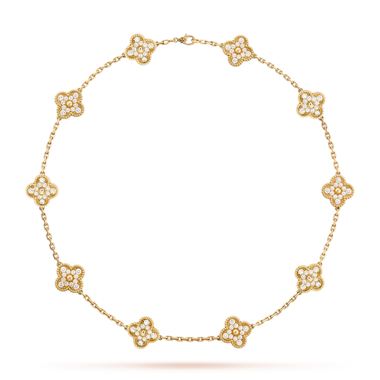 [RAFFINE]CLOVER 10 MOTIFS DIAMOND NECKLACE