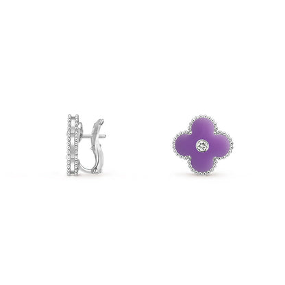 [LUXE]CLOVER SILVER 15MM MOP DIAMOND EARRINGS COLLECTION
