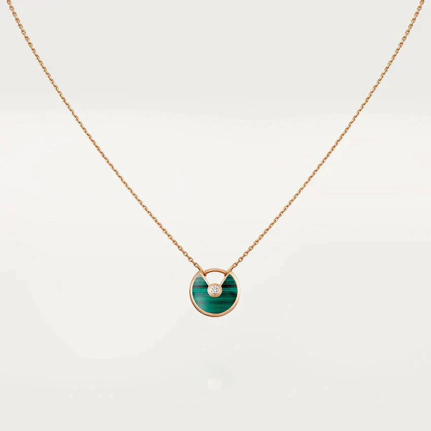 [RAFFINE]AMULETTE ROSE GOLD MALACHITE NECKLACE