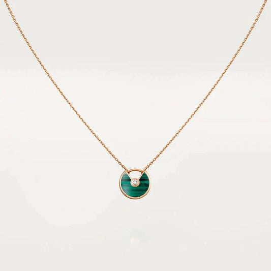 [RAFFINE]COLLAR AMULETTE MALAQUITA ORO ROSA
