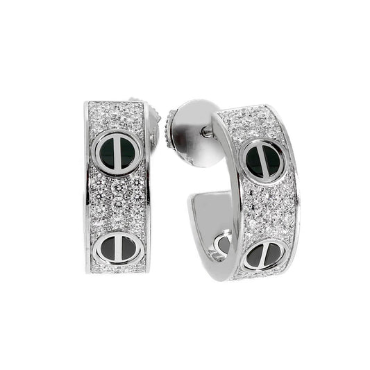 [Raffine]LOVE CERAMIC DIAMOND PAVED SILVER EARRINGS