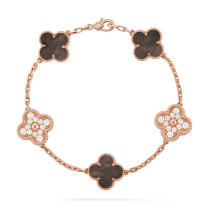 [RAFFINE] CLOVER 5 MOTIF GRAY MOP BRACELET COLLECTION