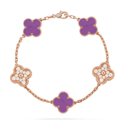 [RAFFINE] CLOVER 5 MOTIF VIOLET BRACELET COLLECTION