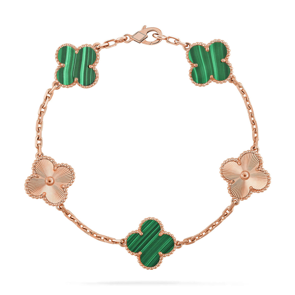 [RAFFINE] CLOVER 5 MOTIF MALACHITE BRACELET COLLECTION