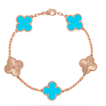 [RAFFINE] CLOVER 5 MOTIF TURQUOISE BRACELET COLLECTION