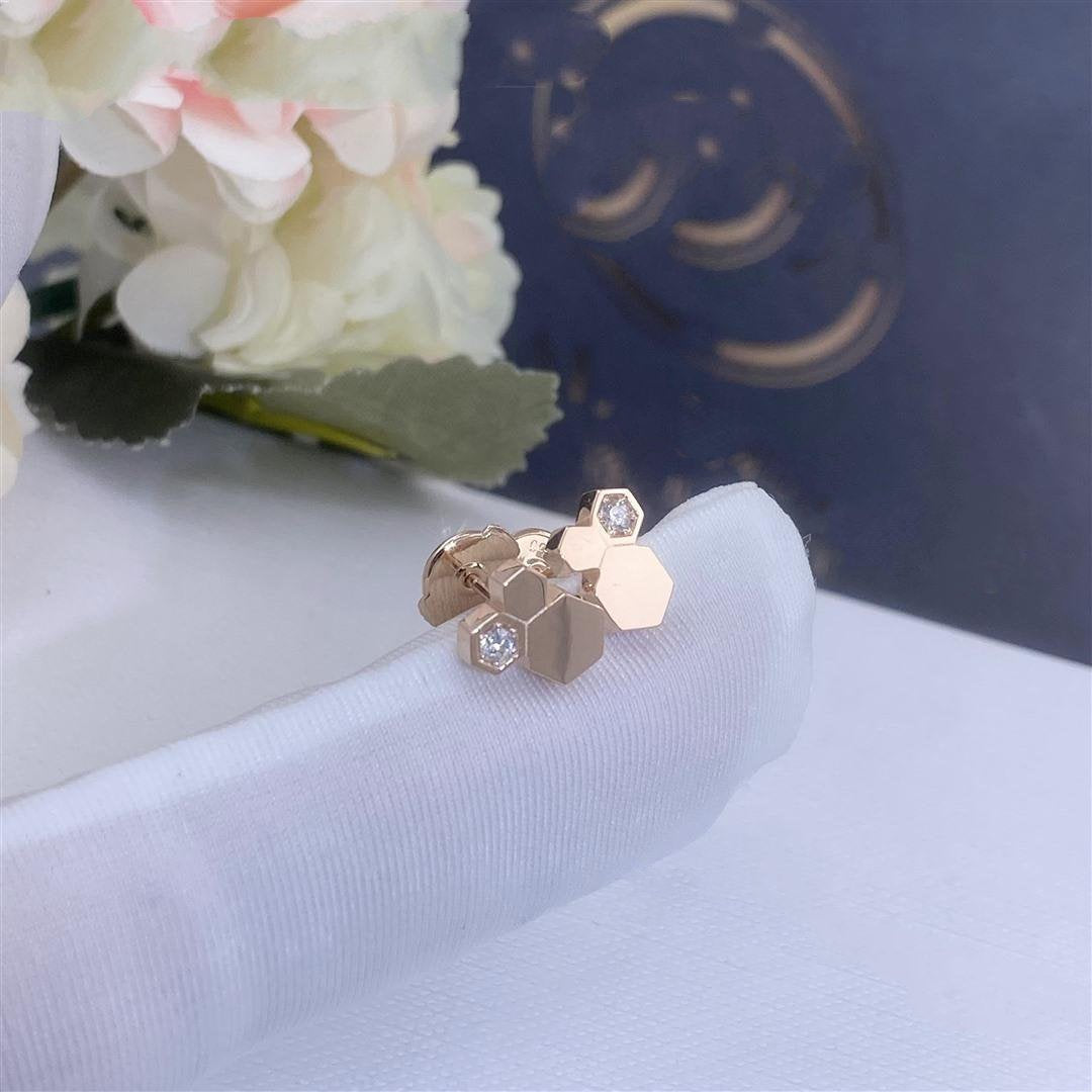 [RAFFINE] PENDIENTES DE ORO ROSA CON DIAMANTES BEE LOVE