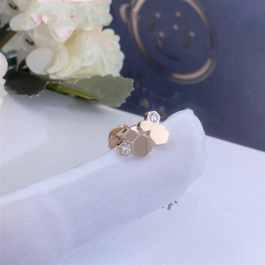 [RAFFINE] PENDIENTES DE ORO ROSA CON DIAMANTES BEE LOVE