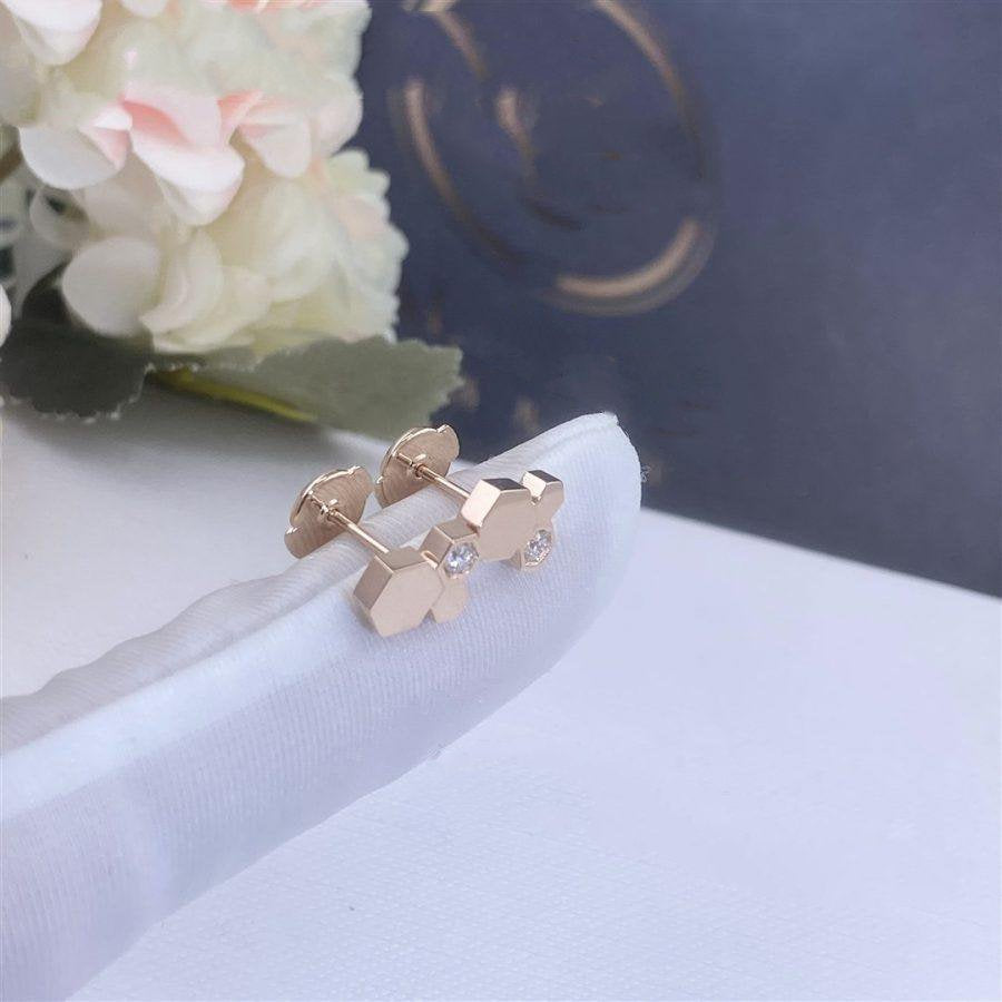 [RAFFINE] PENDIENTES DE ORO ROSA CON DIAMANTES BEE LOVE