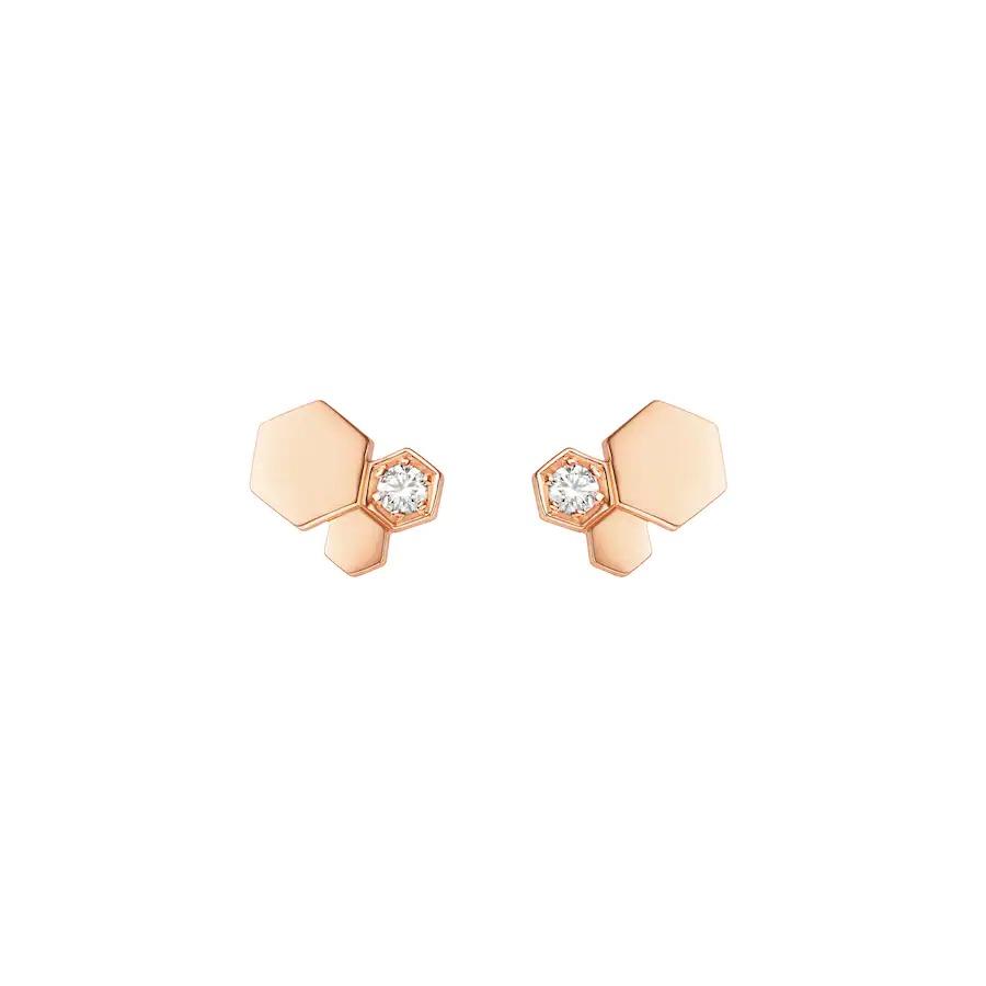 [RAFFINE] PENDIENTES DE ORO ROSA CON DIAMANTES BEE LOVE