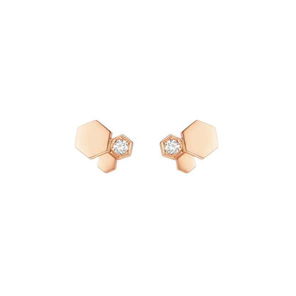 [RAFFINE] PENDIENTES DE ORO ROSA CON DIAMANTES BEE LOVE