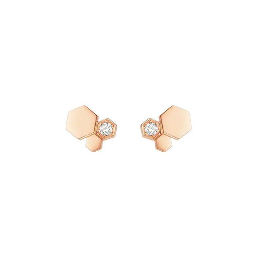[RAFFINE] PENDIENTES DE ORO ROSA CON DIAMANTES BEE LOVE