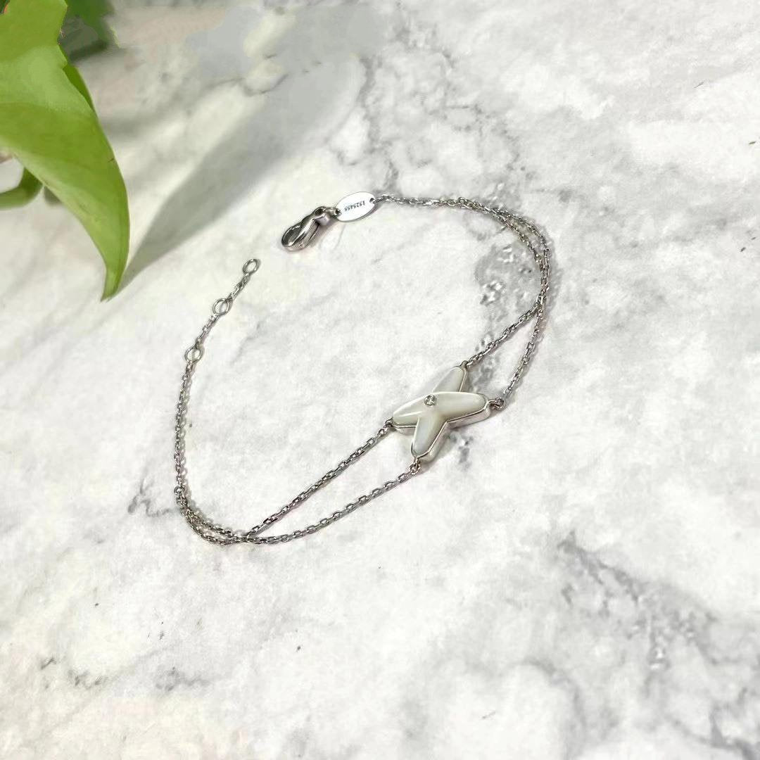 [RAFFINE]JEUX BRACELET WHITE MOP SILVER 1 DIAMOND