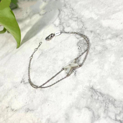 [RAFFINE]JEUX BRACELET WHITE MOP SILVER 1 DIAMOND
