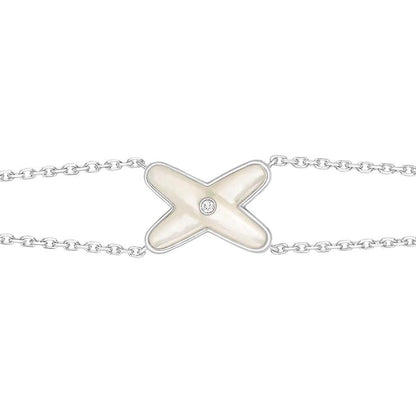 [RAFFINE]JEUX BRACELET WHITE MOP SILVER 1 DIAMOND