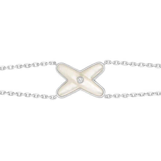 [Raffine]JEUX ブレスレット ホワイト モップ シルバー 1 ダイヤモンド
