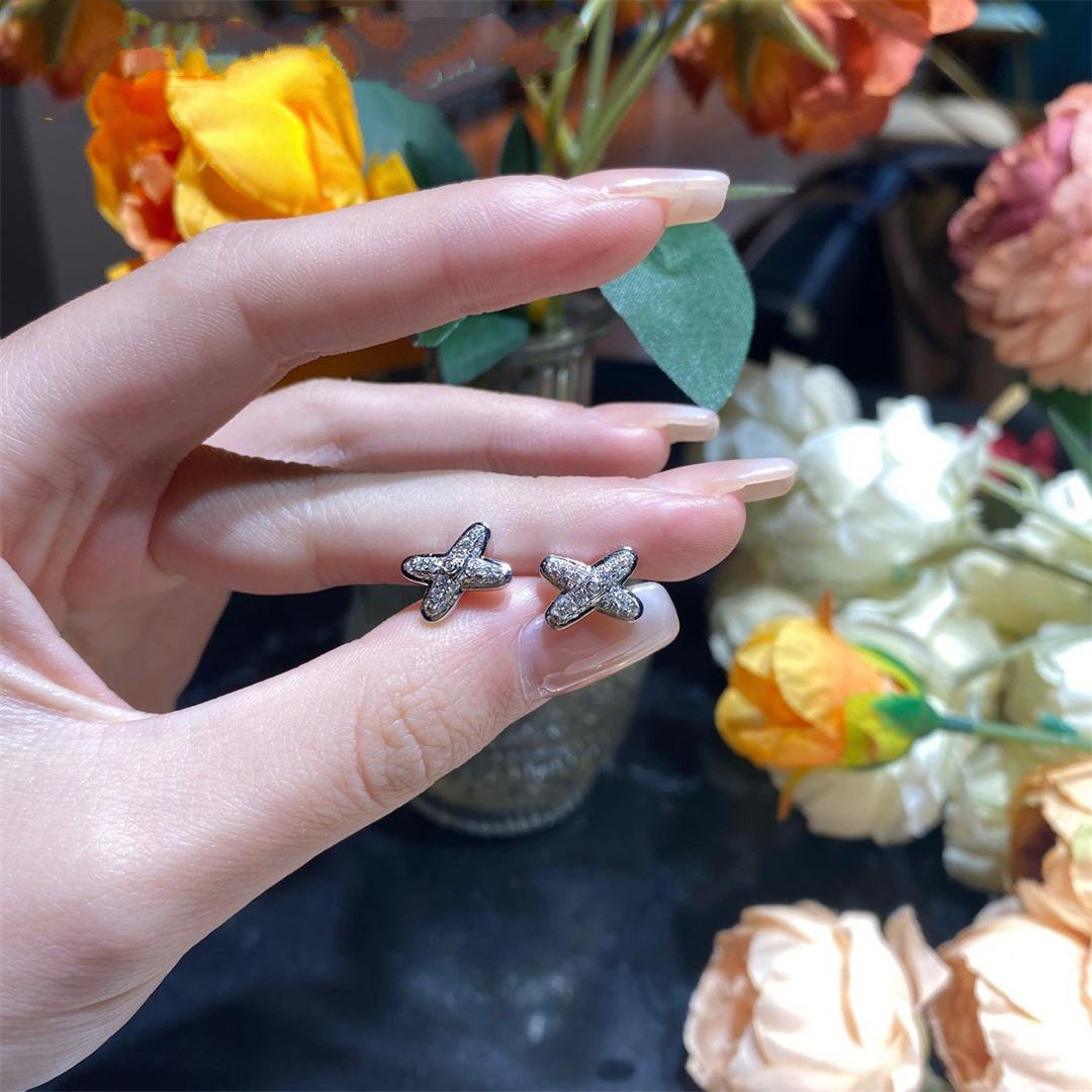 [RAFFINE]PENDIENTES JEUX DE PLATA CON DIAMANTES