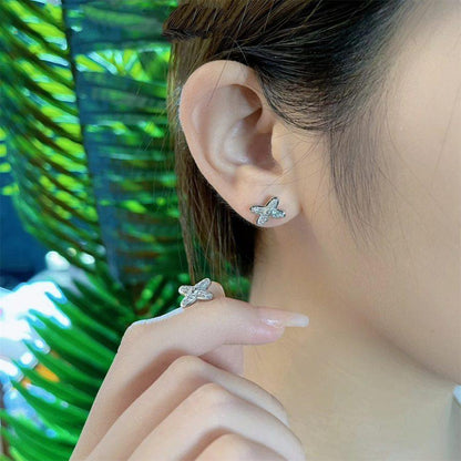 [RAFFINE]PENDIENTES JEUX DE PLATA CON DIAMANTES