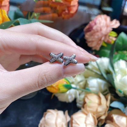 [RAFFINE]PENDIENTES JEUX DE PLATA CON DIAMANTES