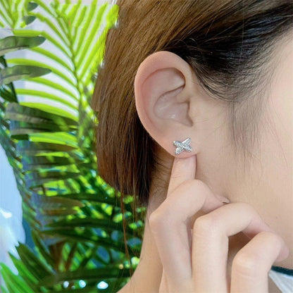 [RAFFINE]PENDIENTES JEUX DE PLATA CON DIAMANTES