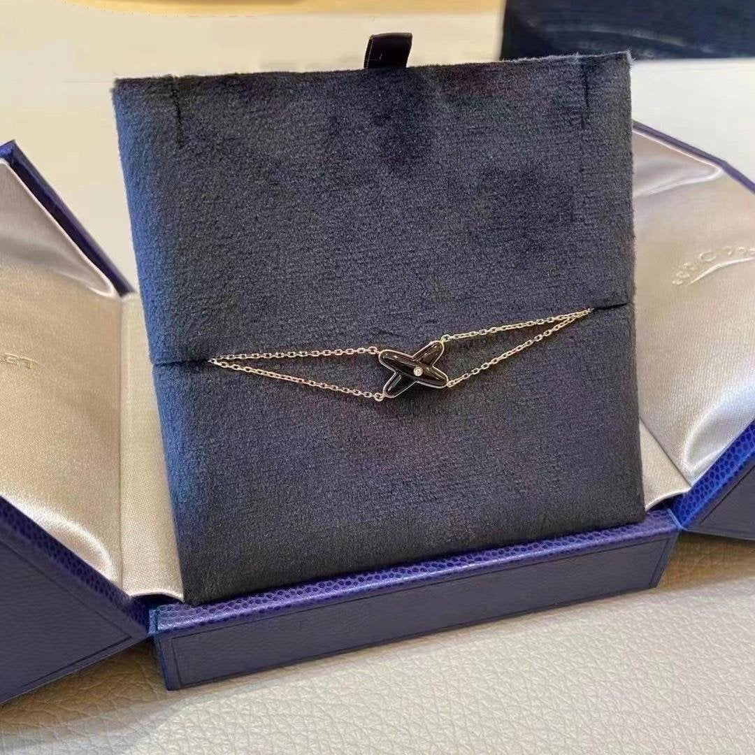 [RAFFINE]JEUX BRACELET ONYX PINK GOLD 1 DIAMOND