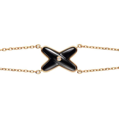 [RAFFINE]JEUX BRACELET ONYX PINK GOLD 1 DIAMOND