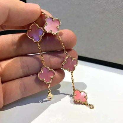 [RAFFINE] CLOVER 5 MOTIFS  PINK MOP BRACELET COLLECTION