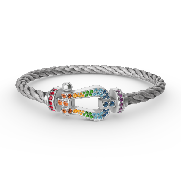 [RAFFINE]FORC LARGE HORSESHOE  COLORED DIAMOND BRACELET SILVER