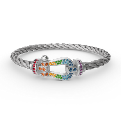 [RAFFINE]FORC LARGE HORSESHOE  COLORED DIAMOND BRACELET SILVER