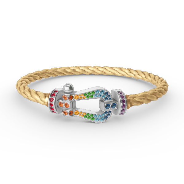 [RAFFINE]FORC LARGE HORSESHOE  COLORED DIAMOND BRACELET SILVER