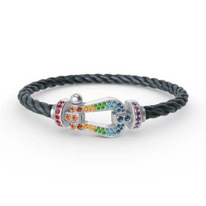 [RAFFINE]FORC LARGE HORSESHOE  COLORED DIAMOND BRACELET SILVER