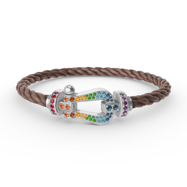 [RAFFINE]FORC LARGE HORSESHOE  COLORED DIAMOND BRACELET SILVER