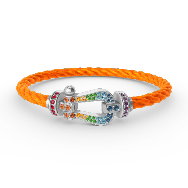 [RAFFINE]FORC LARGE HORSESHOE  COLORED DIAMOND BRACELET SILVER