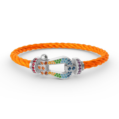 [RAFFINE]FORC LARGE HORSESHOE  COLORED DIAMOND BRACELET SILVER
