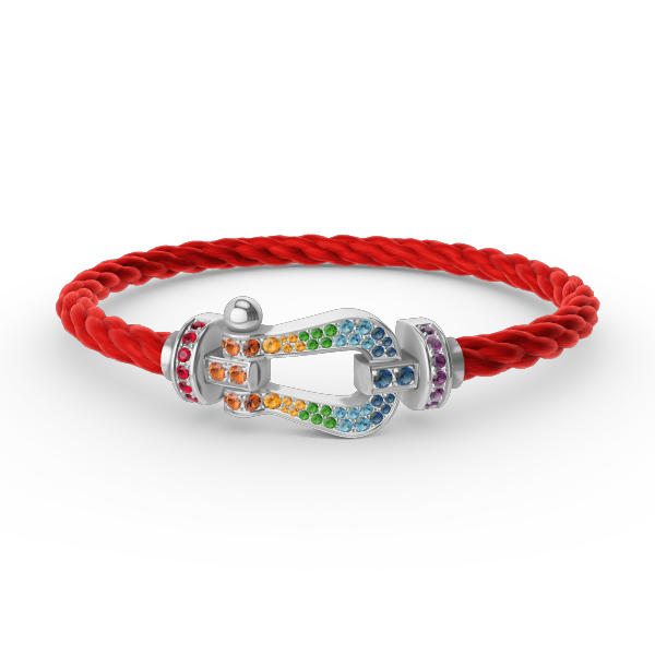 [RAFFINE]FORC LARGE HORSESHOE  COLORED DIAMOND BRACELET SILVER