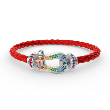 [RAFFINE]FORC LARGE HORSESHOE  COLORED DIAMOND BRACELET SILVER