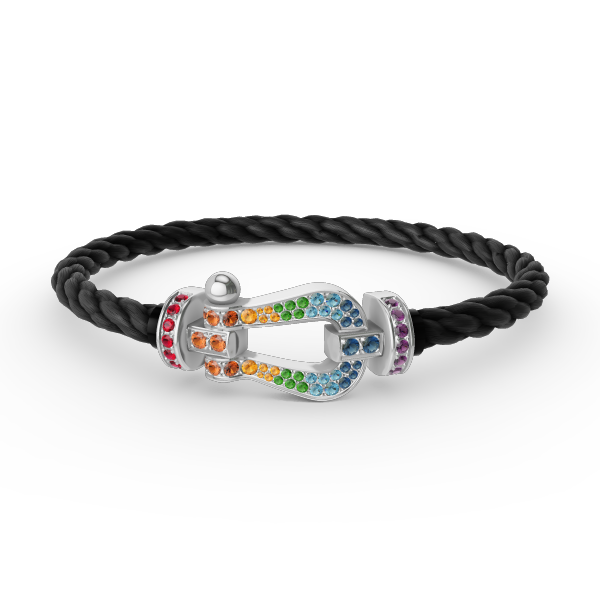 [RAFFINE]FORC LARGE HORSESHOE  COLORED DIAMOND BRACELET SILVER