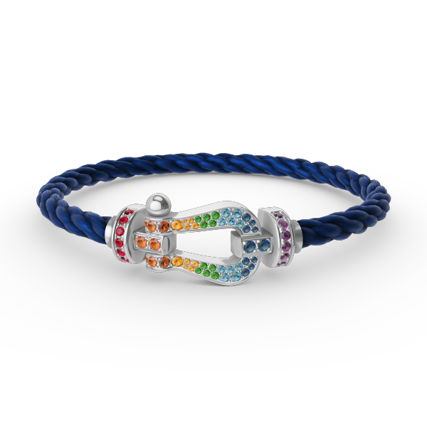 [RAFFINE]FORC LARGE HORSESHOE  COLORED DIAMOND BRACELET SILVER