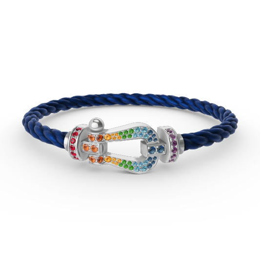 [RAFFINE]FORC LARGE HORSESHOE  COLORED DIAMOND BRACELET SILVER